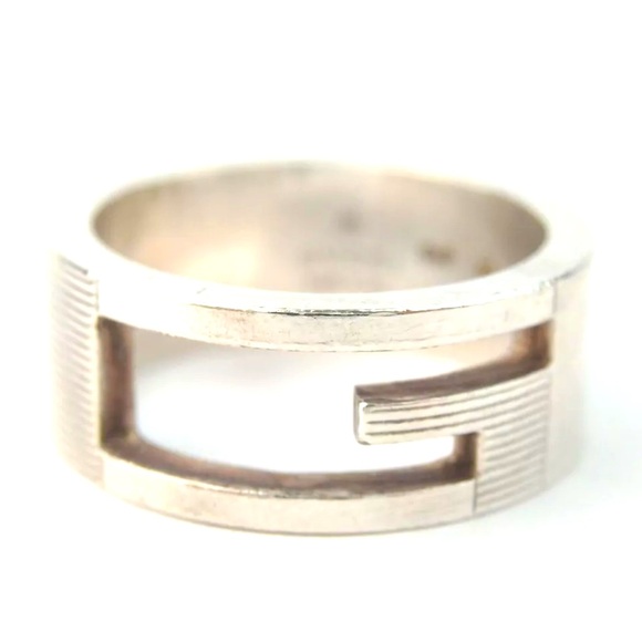 Gucci Silver Ring With G Logo Motif Fashion Handmade chic prestige - Picture 1 of 11